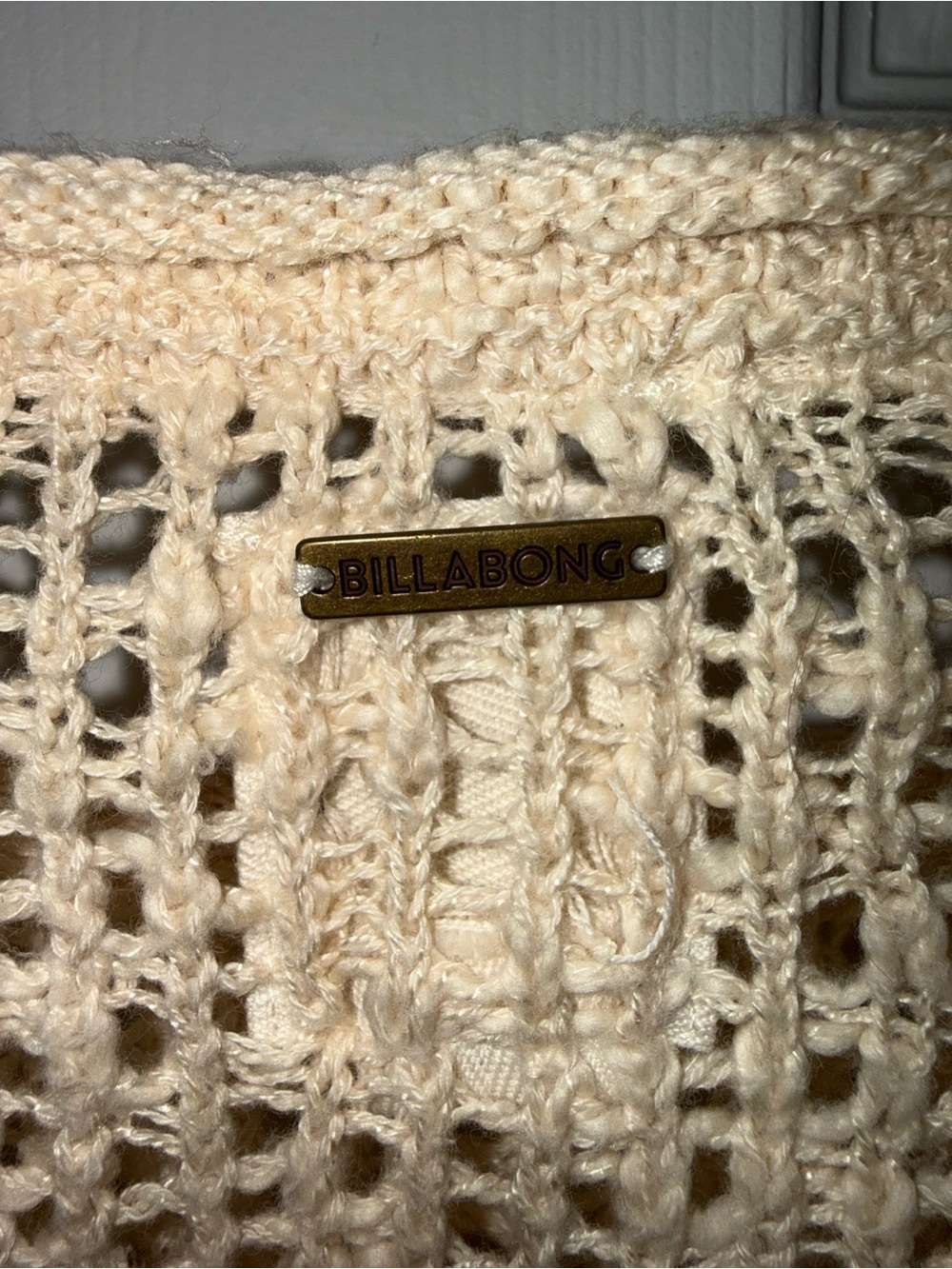 Billabong Open-Knit Scoop-Neck Sweater in Beige - Picture 5 of 6